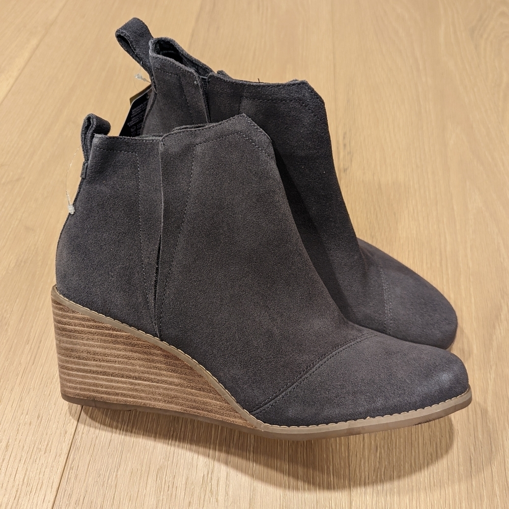 Toms Charcoal Wedge Ankle Boots